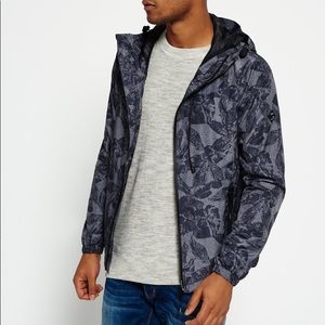 RARE Superdry Storm Zip Cagoule SM black windbreaker jacket hood waterproof EUC